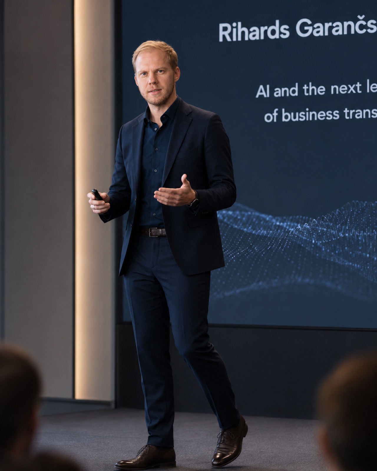 Rihards Garančs speaking on AI and business transformation