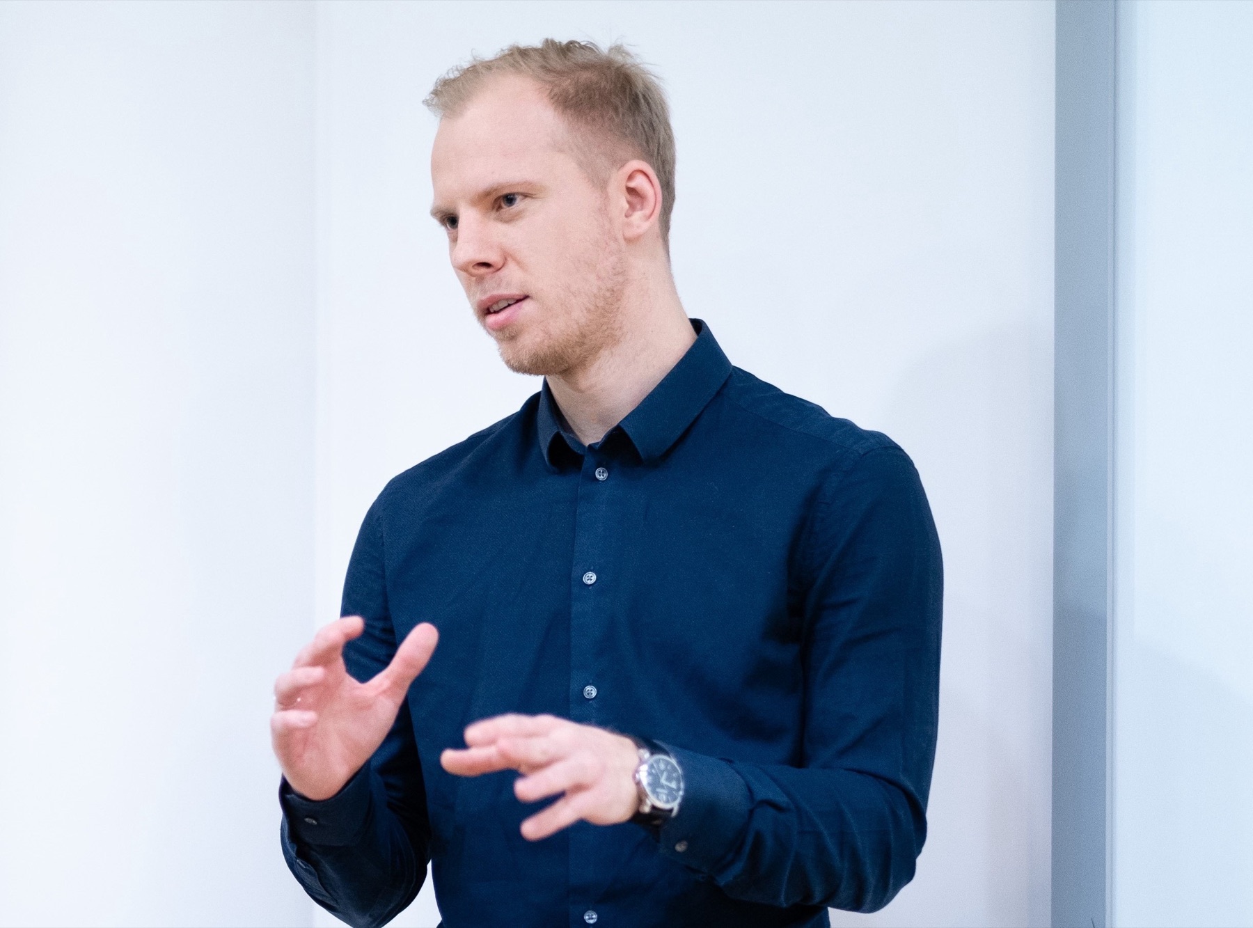 Rihards Garančs teaching an executive programme